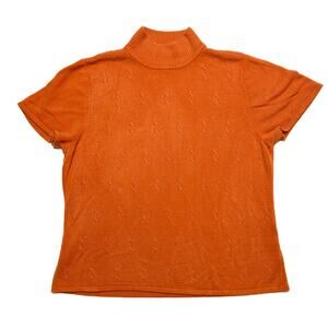 Studio Works Petite Mock Neck Sweater Short Sleeve Orange Women's PXL Preppy Y2K